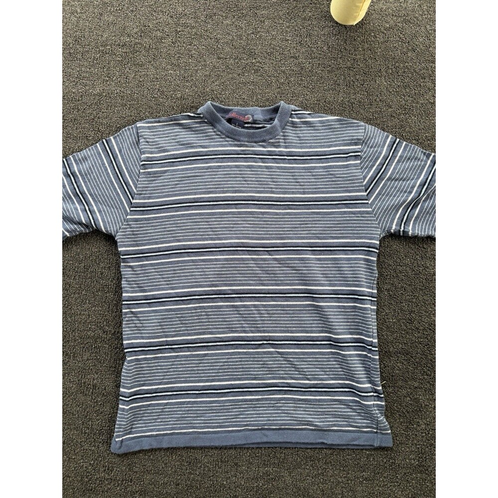 Vintage Collection Made in Italy Striped Knit T-Shirt Men’s Large Blue White